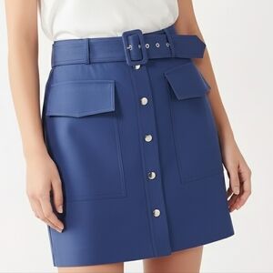 Nine West Belted Patch-Pocket Button Up Skirt -Slate Blue Sz: Medium